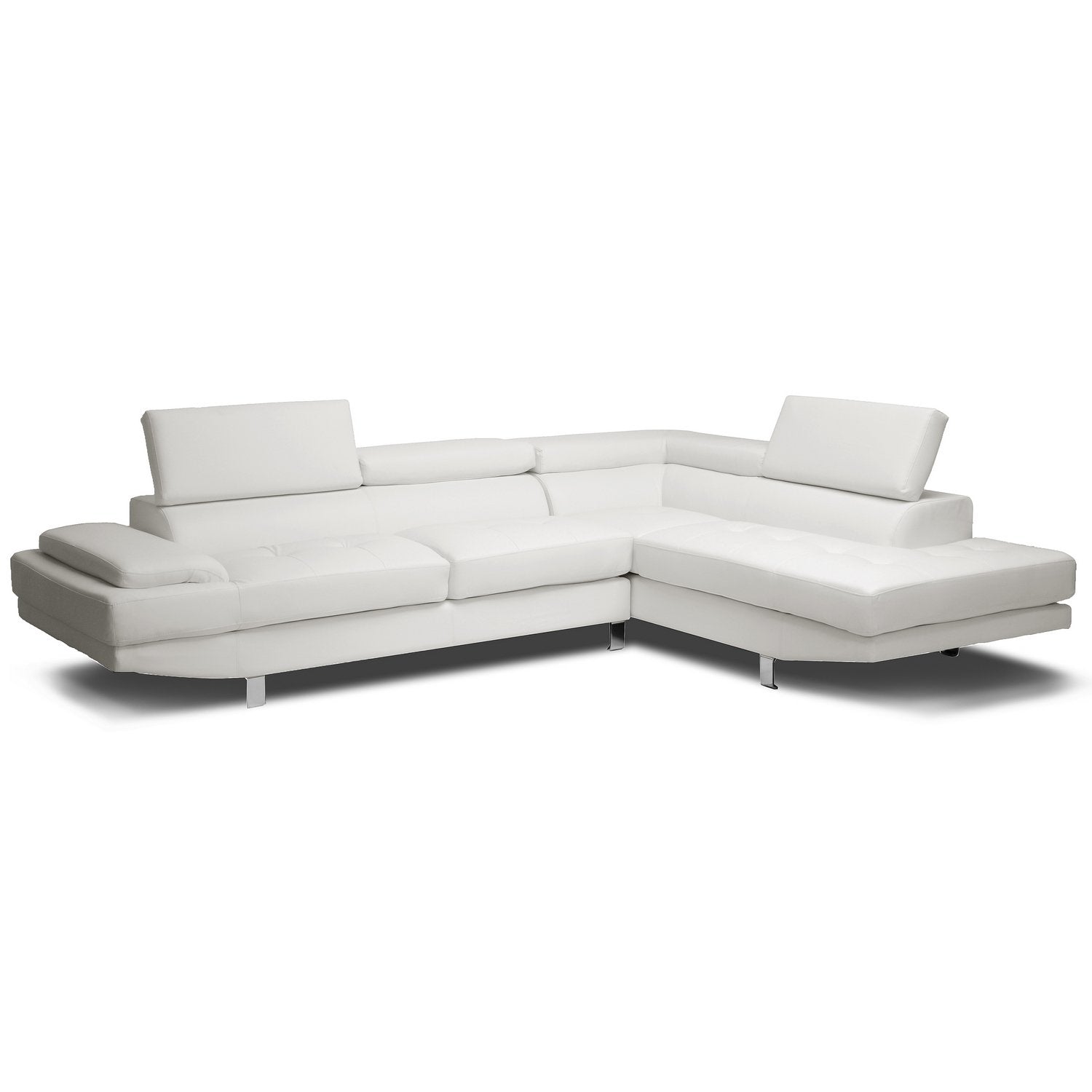 Baxton Studio Selma Leather Modern Sectional Sofa, 119.75L x 89.5W x 28.5H, White, IDS077P-SEC-RFC-White